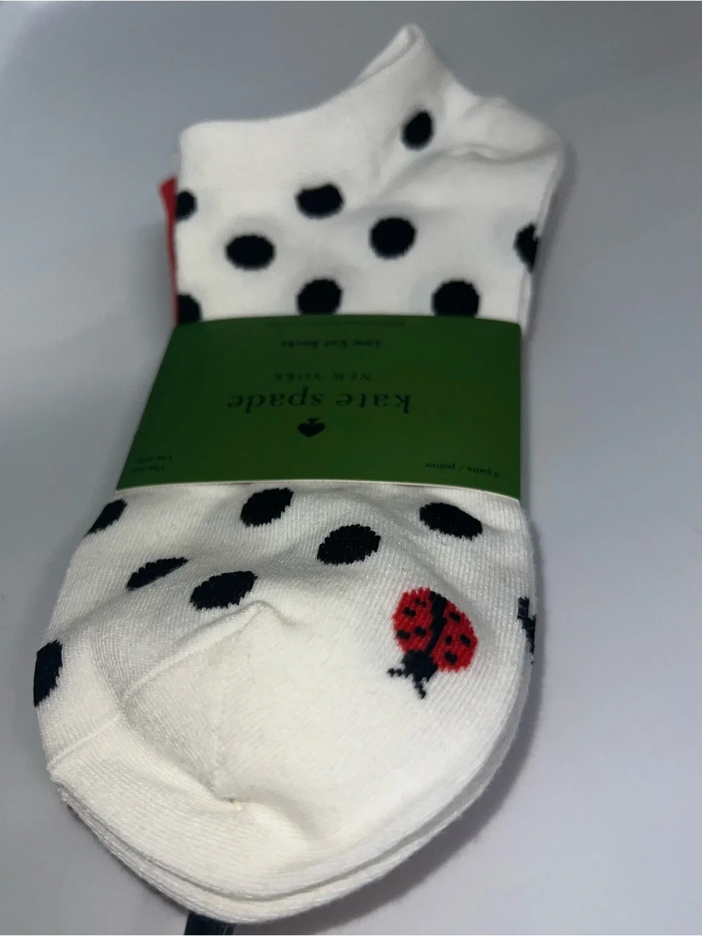 Kate Spade Women's Polka Dot Ladybug Low Cut Socks Pack of 3